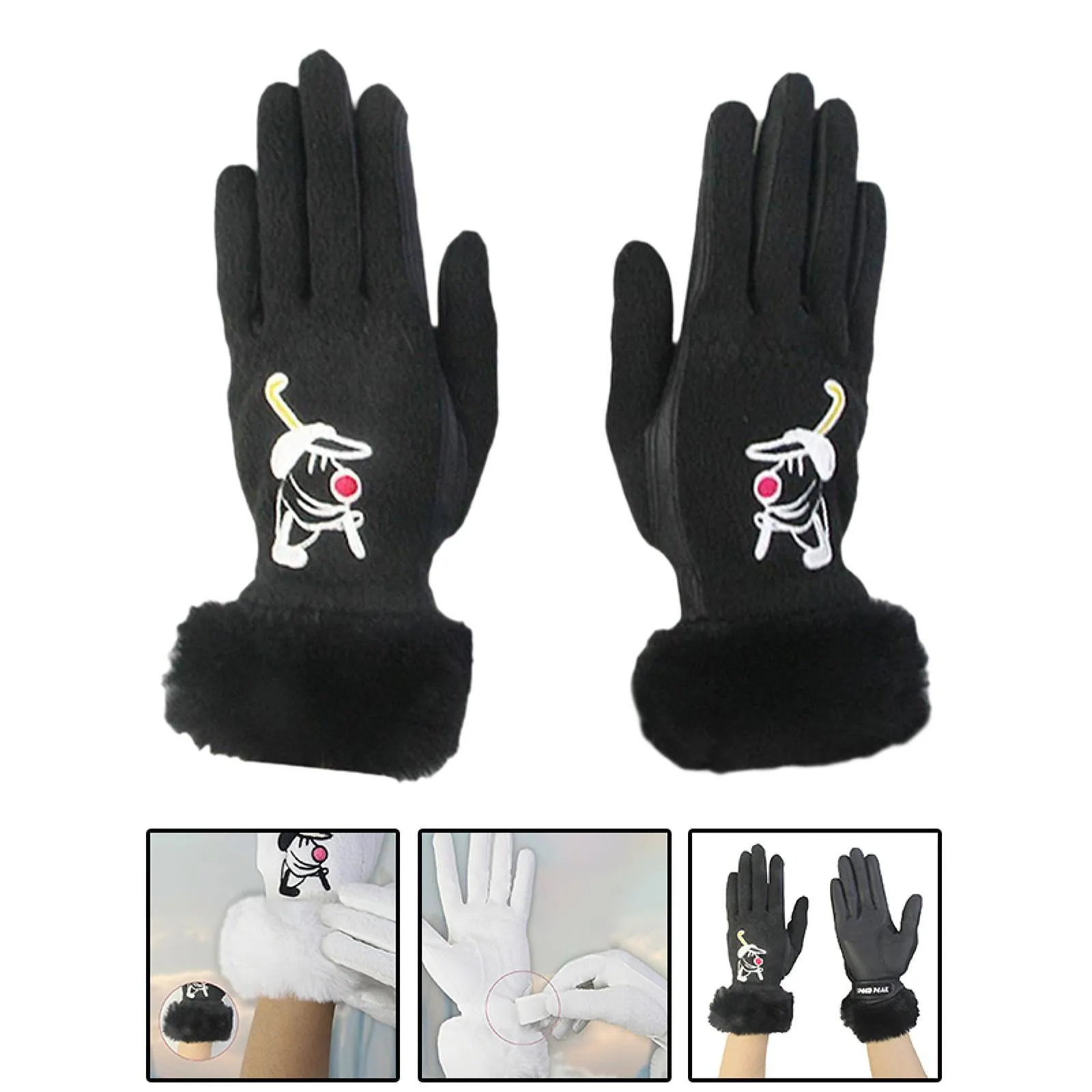 1 Pair of Golf Gloves Winter Training Gloves Mitts for Fishing Biking Hiking Black 20