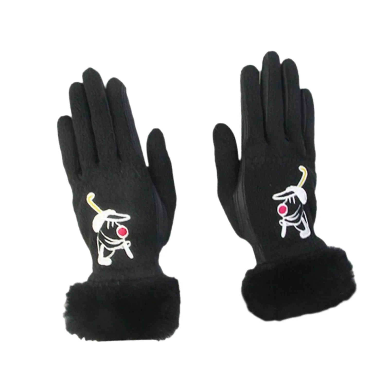 1 Pair of Golf Gloves Winter Training Gloves Mitts for Fishing Biking Hiking Black 20