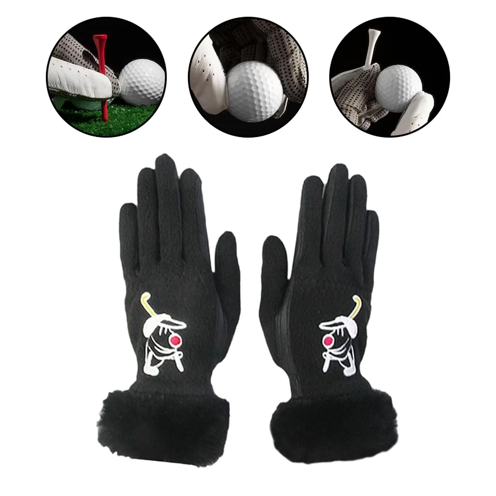 1 Pair of Golf Gloves Winter Training Gloves Mitts for Fishing Biking Hiking Black 20