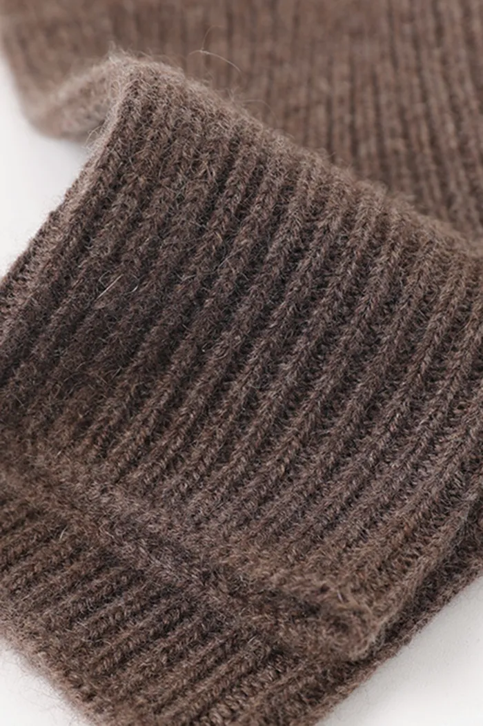 100 Cashmere Ribbed Knit Crochet Fingerless Gloves