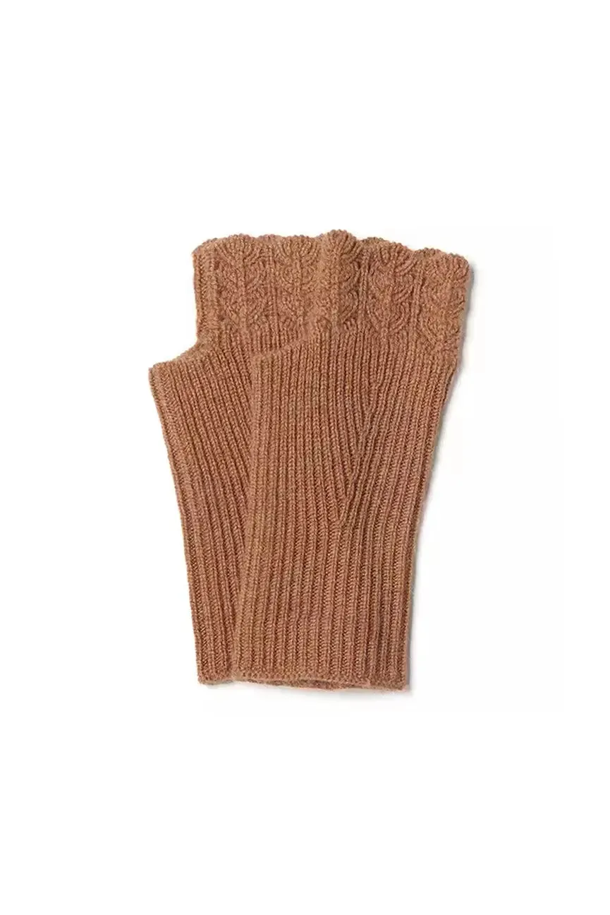 100 Cashmere Ribbed Knit Crochet Fingerless Gloves