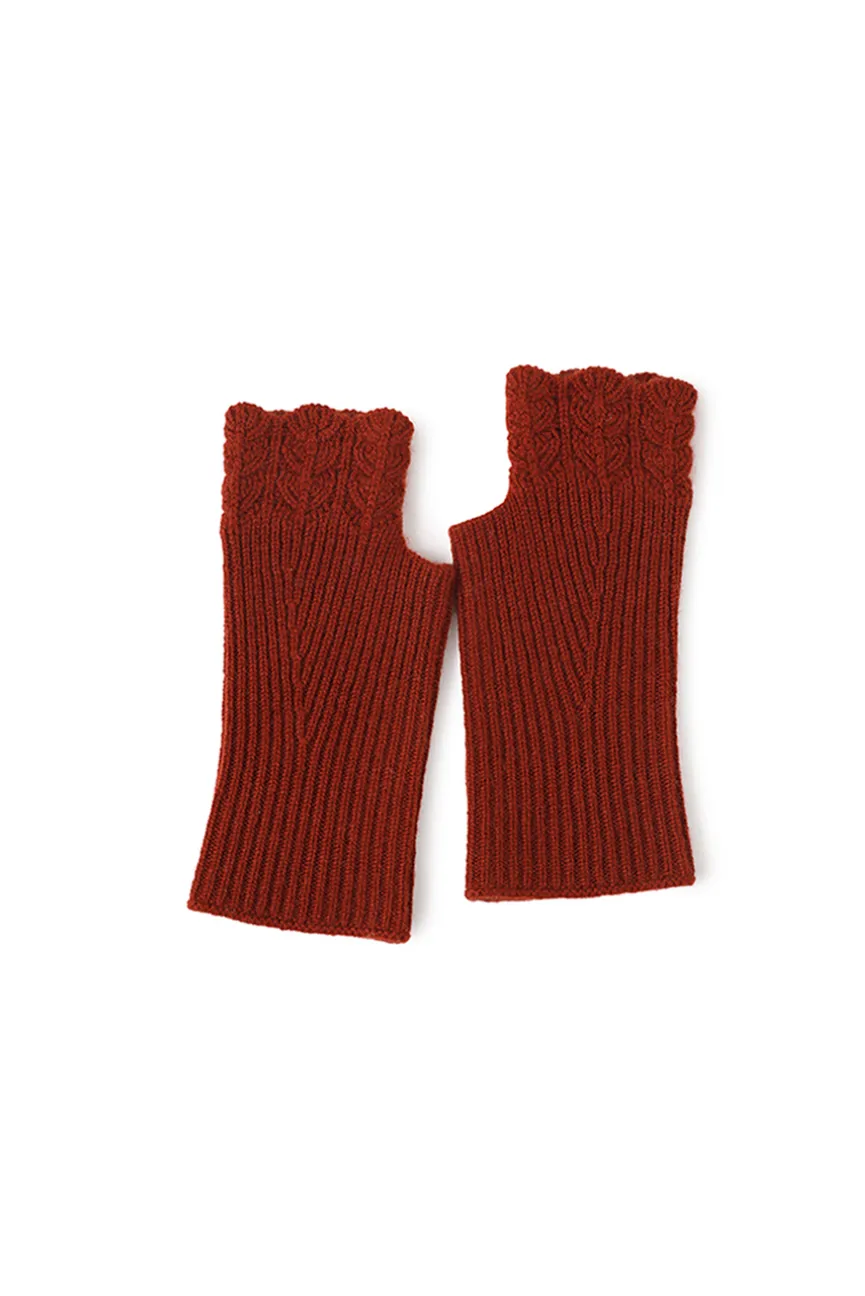 100 Cashmere Ribbed Knit Crochet Fingerless Gloves