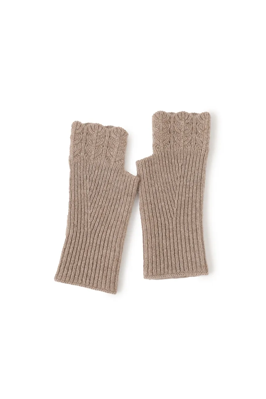 100 Cashmere Ribbed Knit Crochet Fingerless Gloves