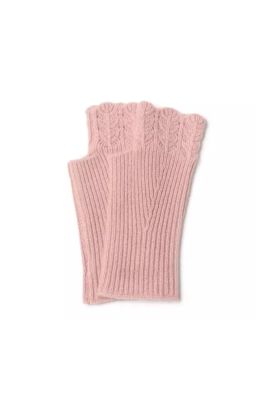 100 Cashmere Ribbed Knit Crochet Fingerless Gloves