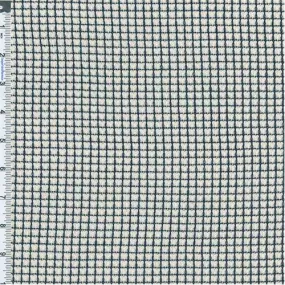 2 1/2 YD PC-Dark Navy/Off White Textured Grid Crochet Knit Fabric