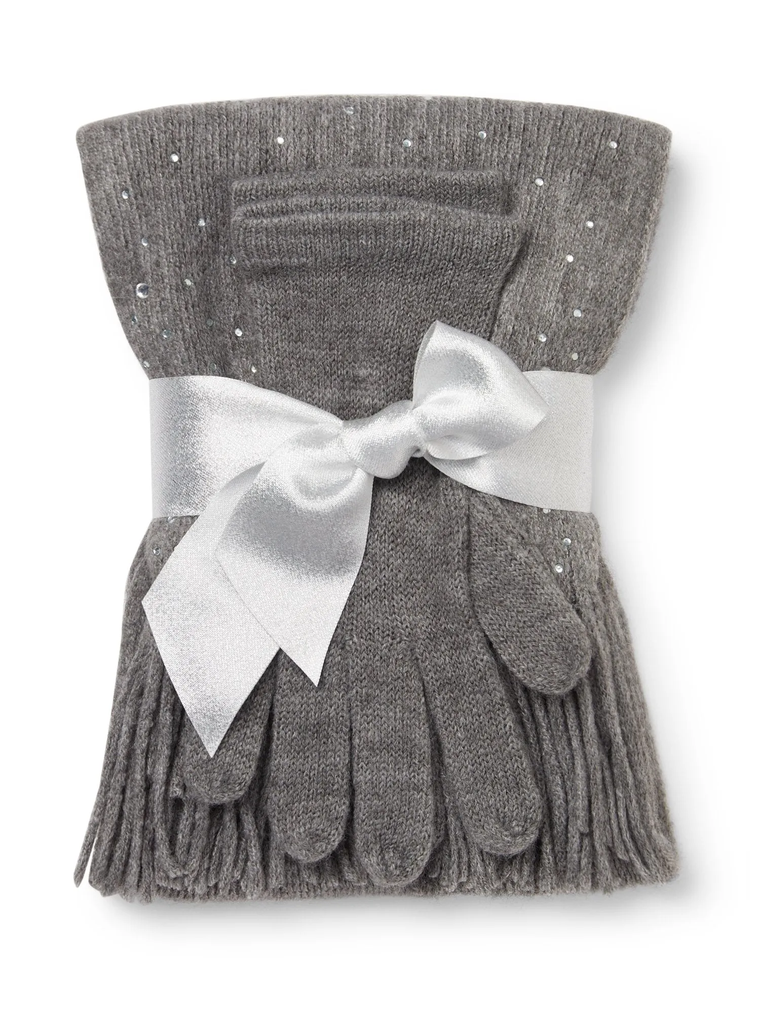 2-Piece Rhinestone Scarf & Gloves Set