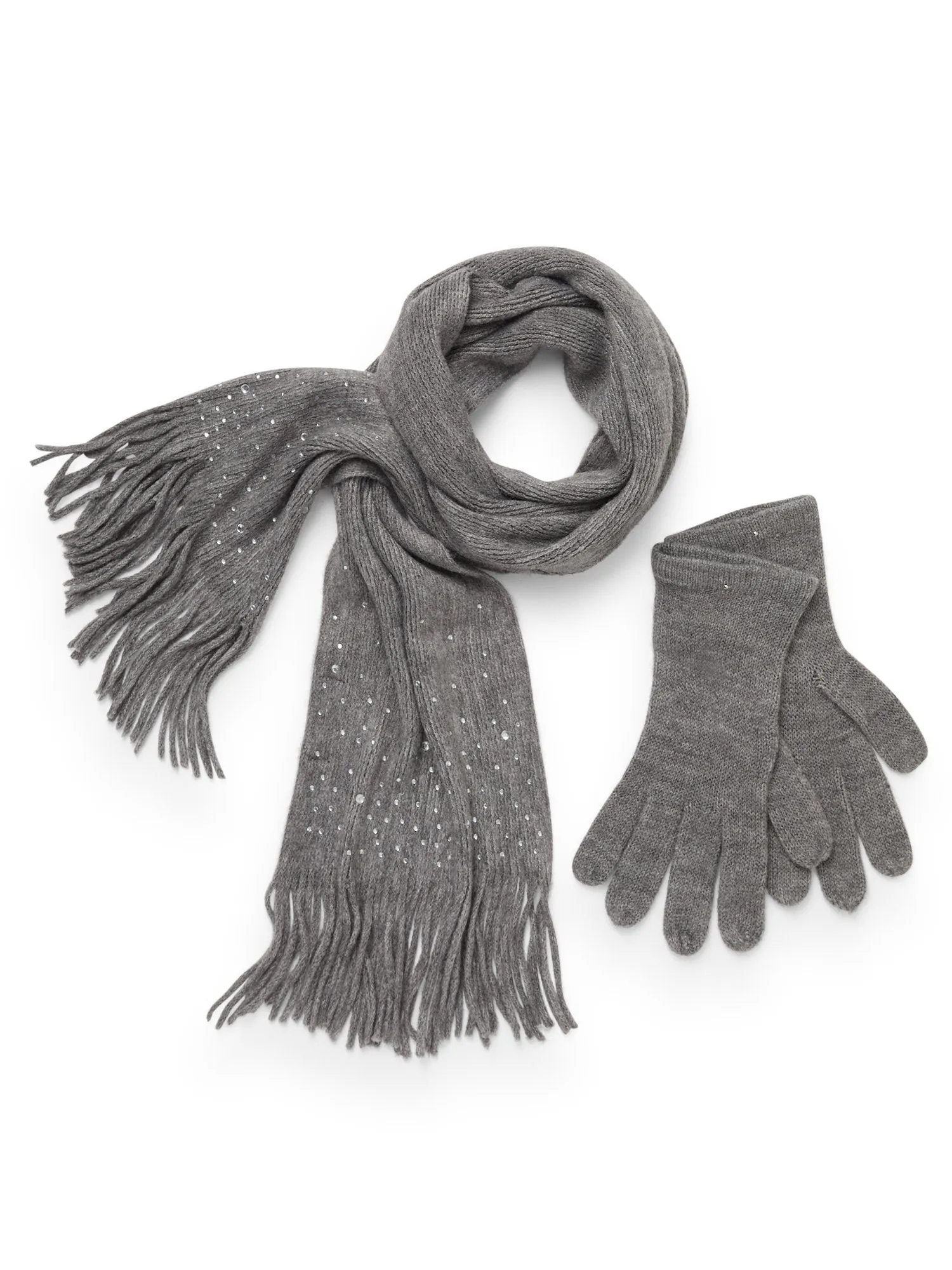 2-Piece Rhinestone Scarf & Gloves Set