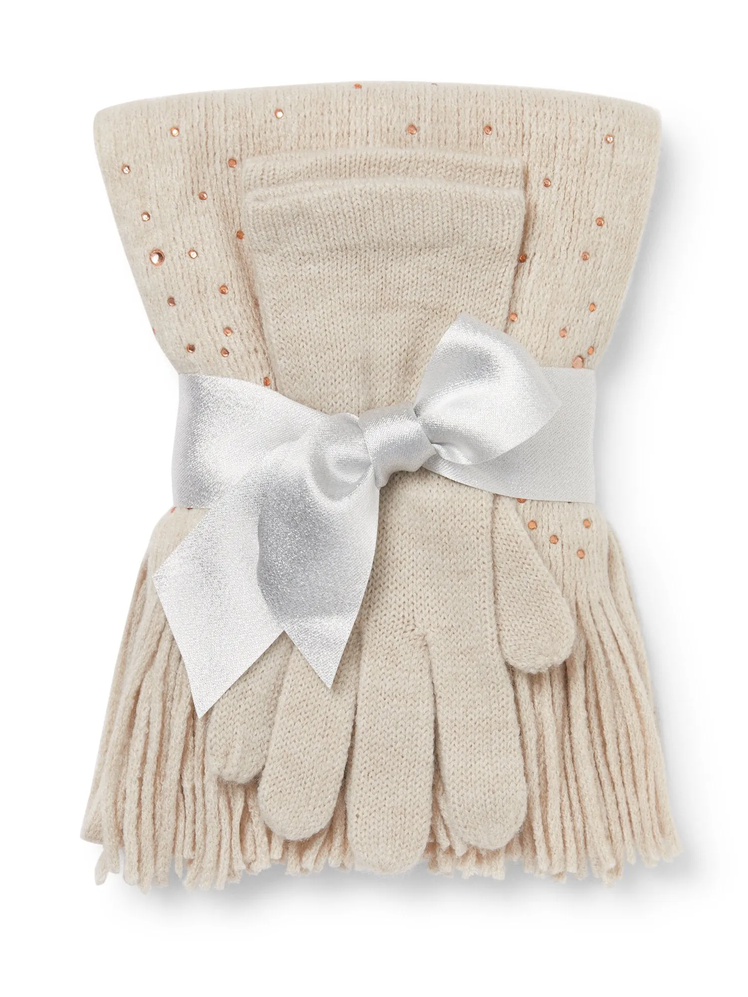 2-Piece Rhinestone Scarf & Gloves Set