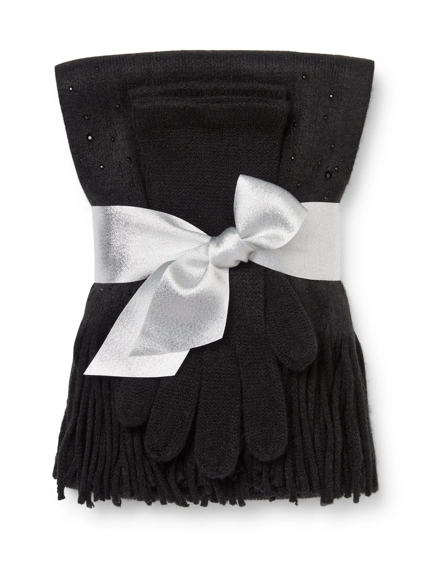 2-Piece Rhinestone Scarf & Gloves Set