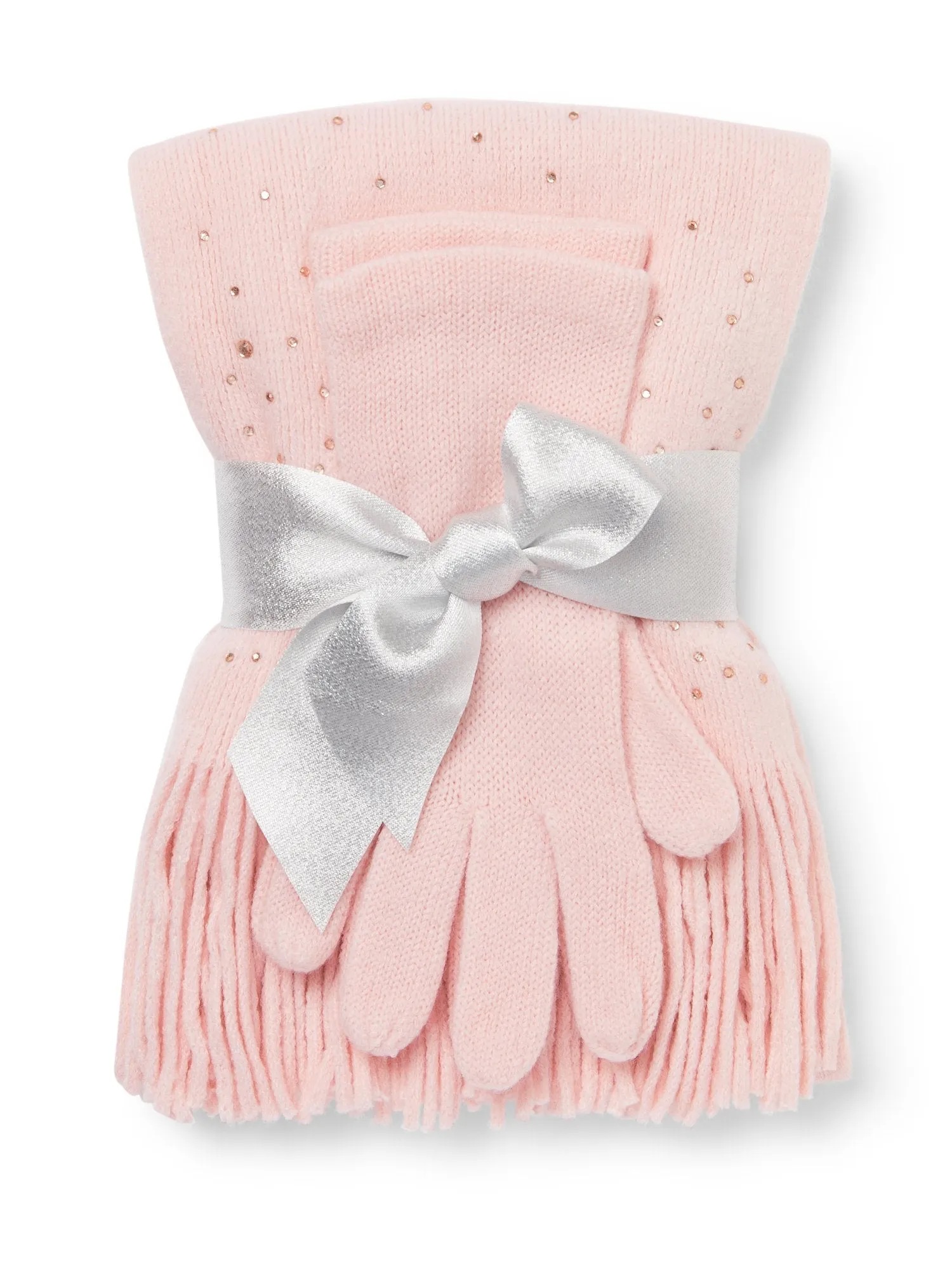 2-Piece Rhinestone Scarf & Gloves Set