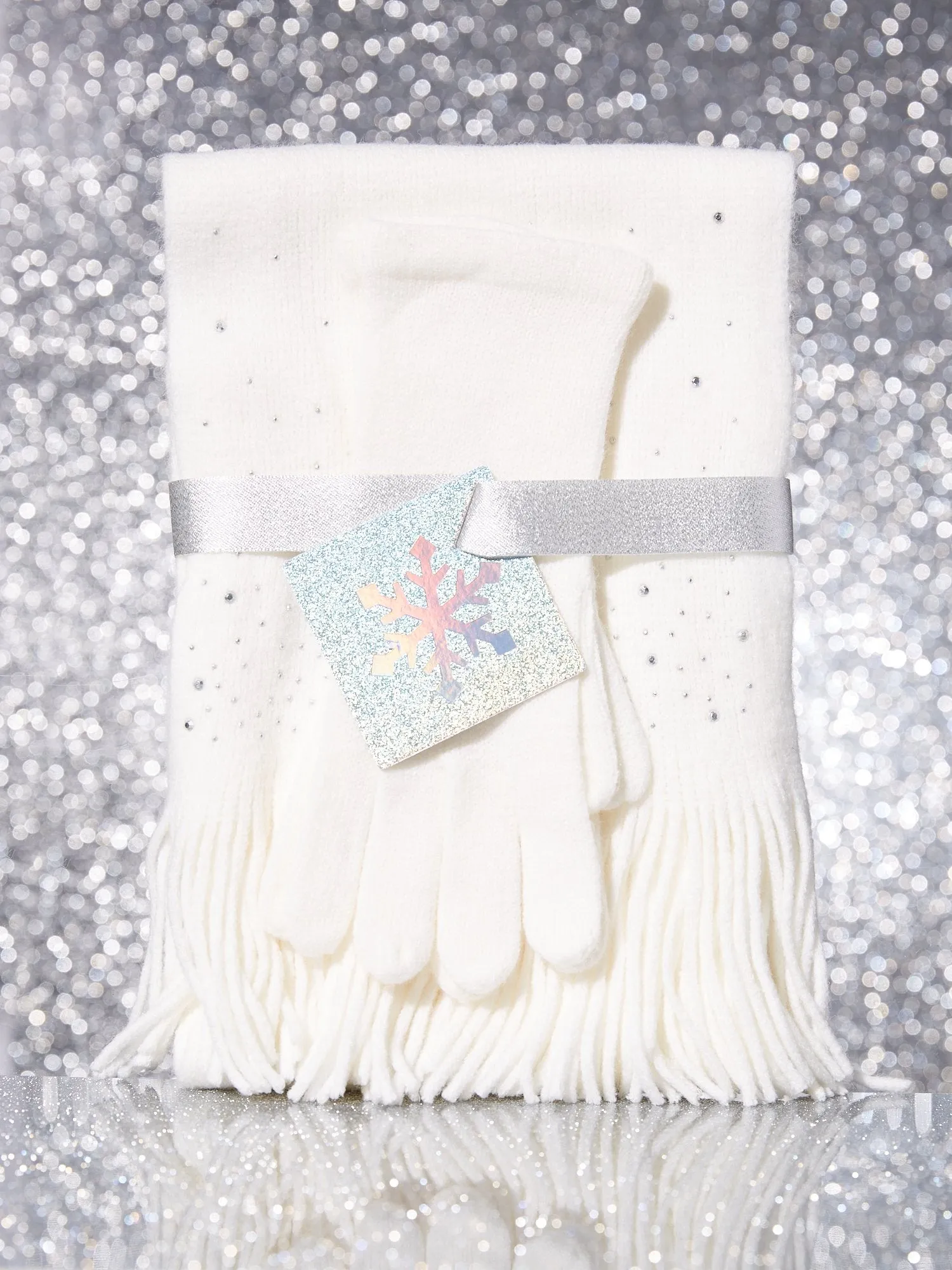 2-Piece Studded Scarf & Gloves Gift Set