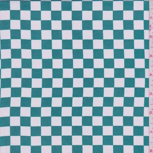 Aqua Green/White Check Chiffon Fabric