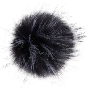 Big Faux Fox Fur Bobbl - Silver Black