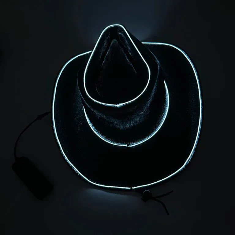 Black EL WIRE Light Up Iridescent Space Cowboy Hat - Pack of 4 Hats