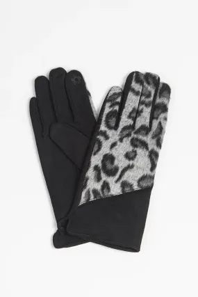 Black Leopard Print Gloves