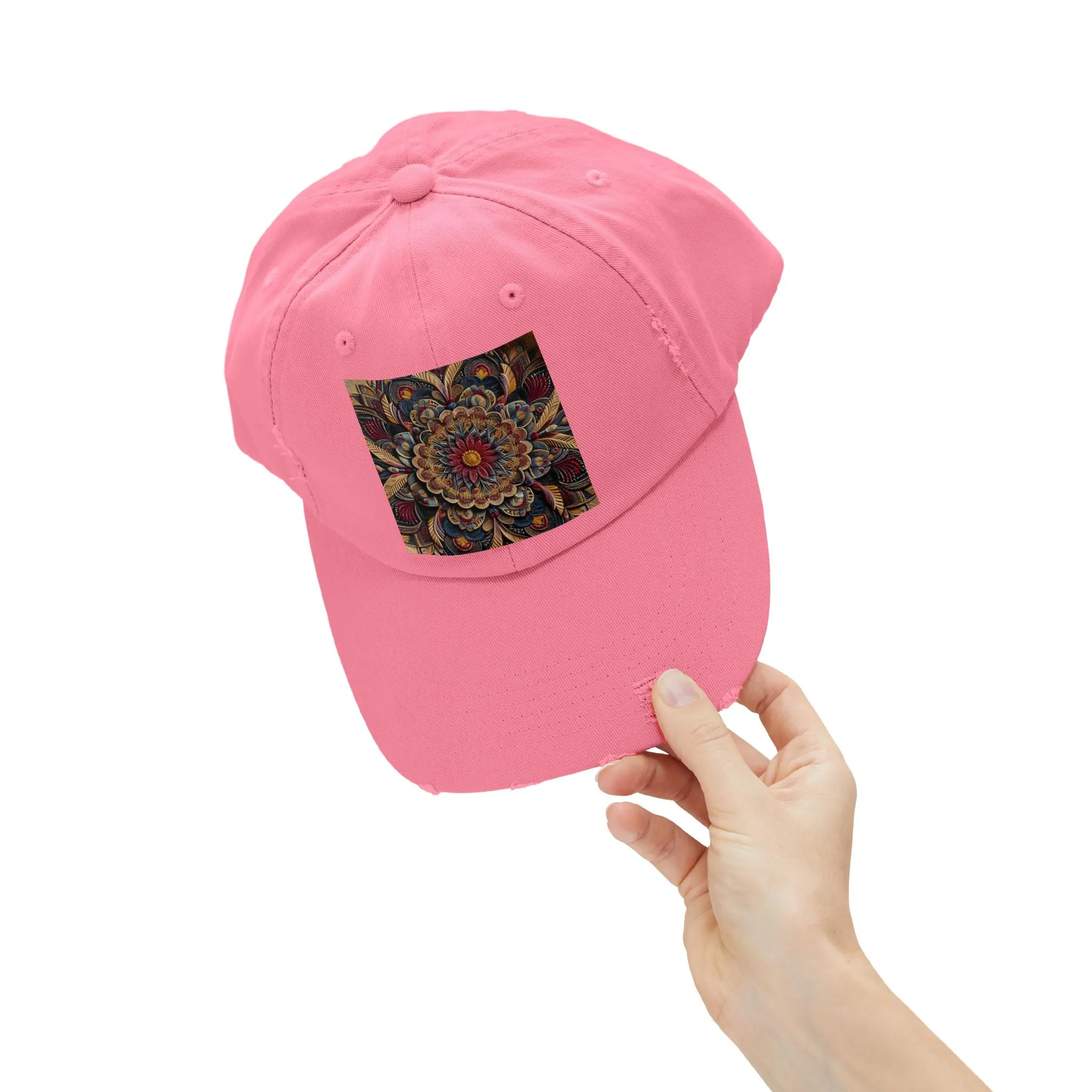 Bohemian floral minimalist Unisex Distressed Cap