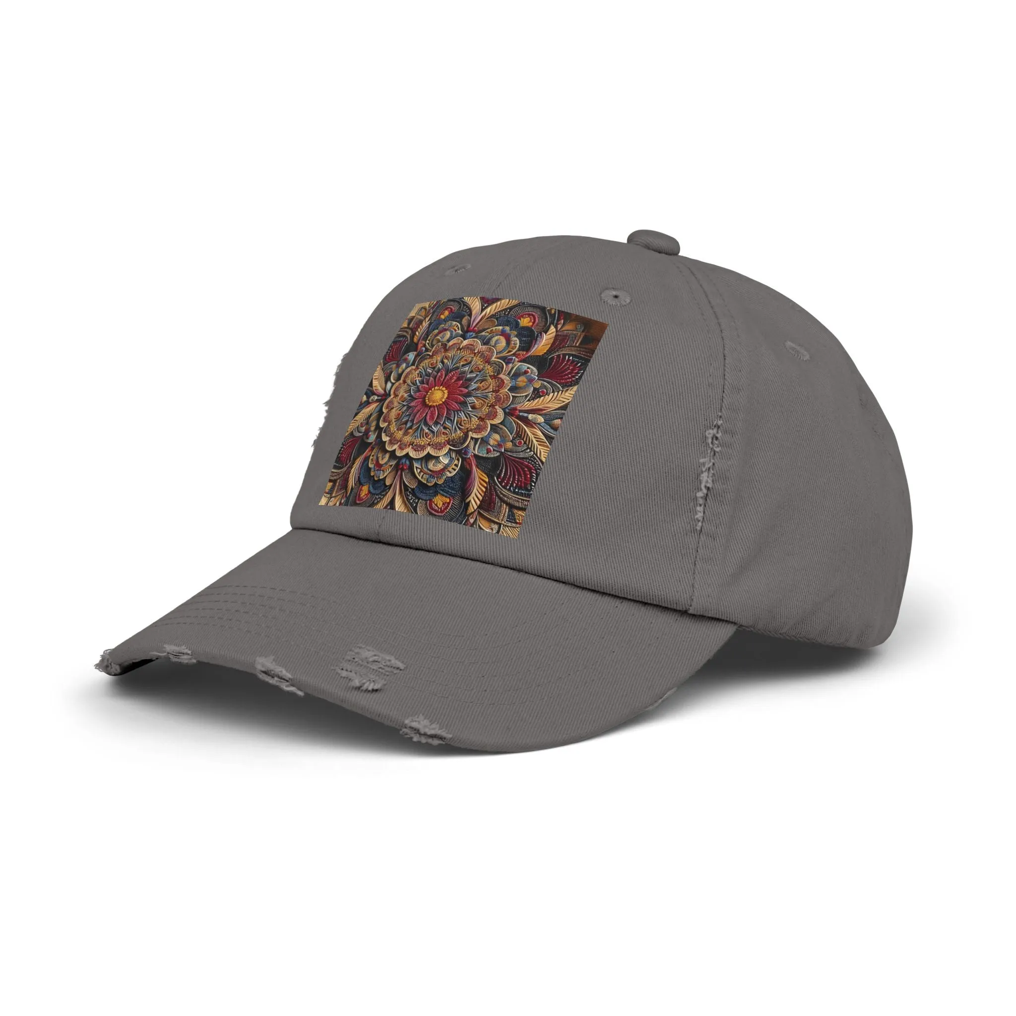 Bohemian floral minimalist Unisex Distressed Cap