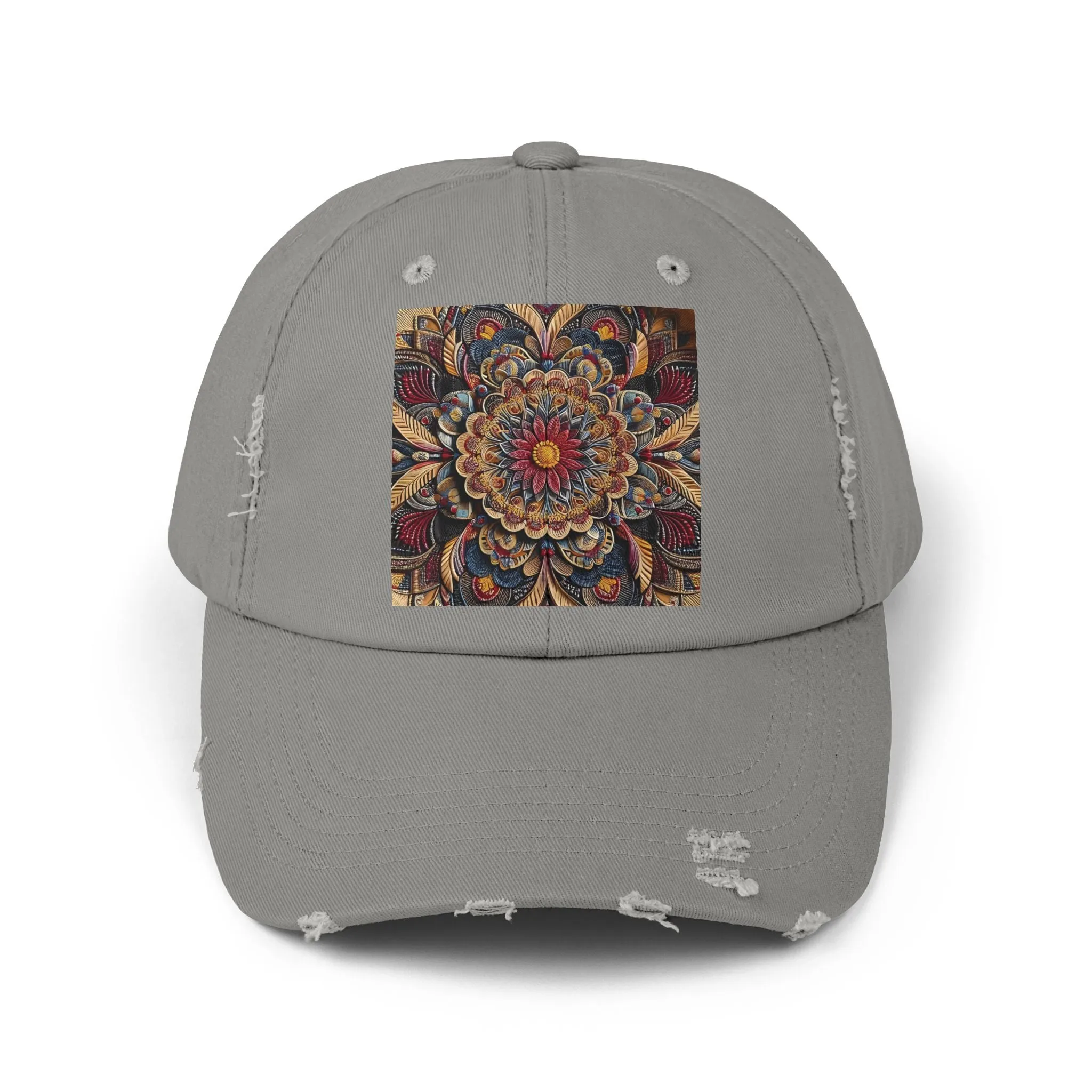 Bohemian floral minimalist Unisex Distressed Cap