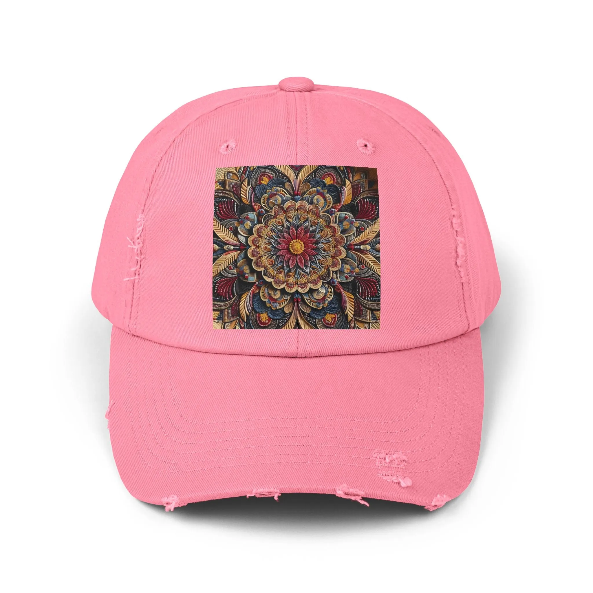 Bohemian floral minimalist Unisex Distressed Cap