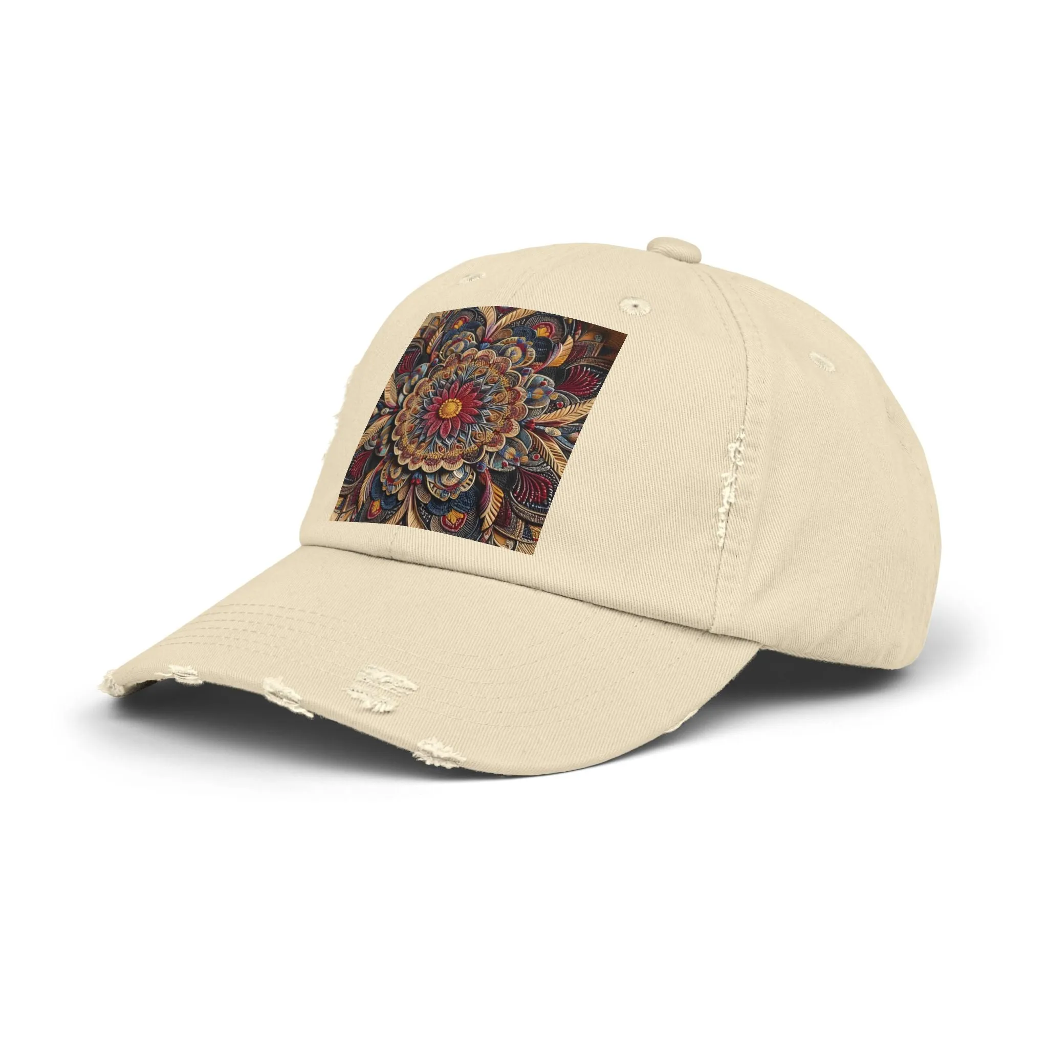 Bohemian floral minimalist Unisex Distressed Cap