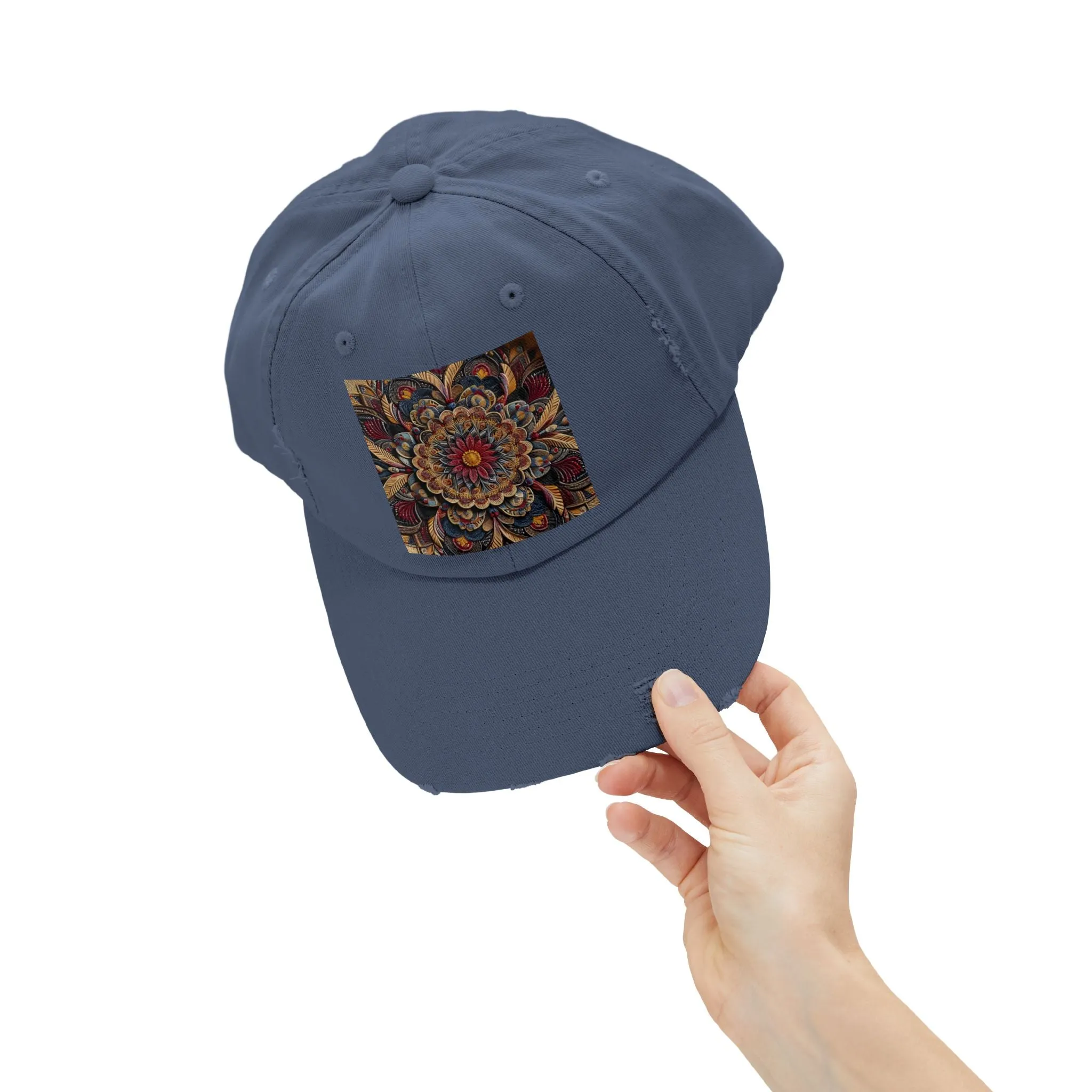 Bohemian floral minimalist Unisex Distressed Cap