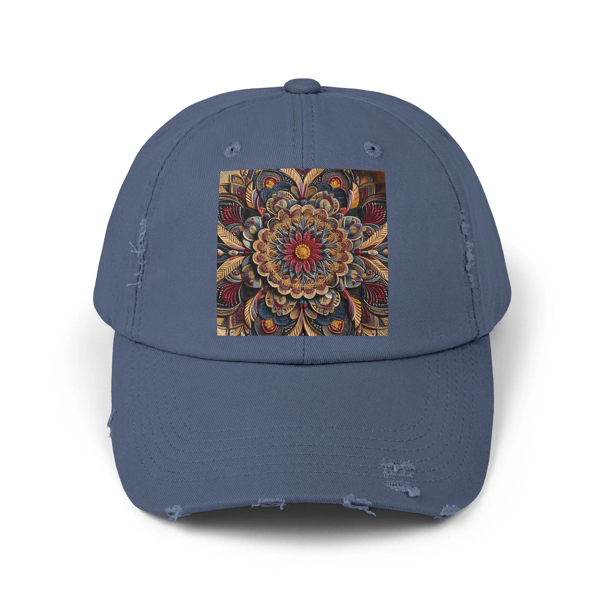 Bohemian floral minimalist Unisex Distressed Cap