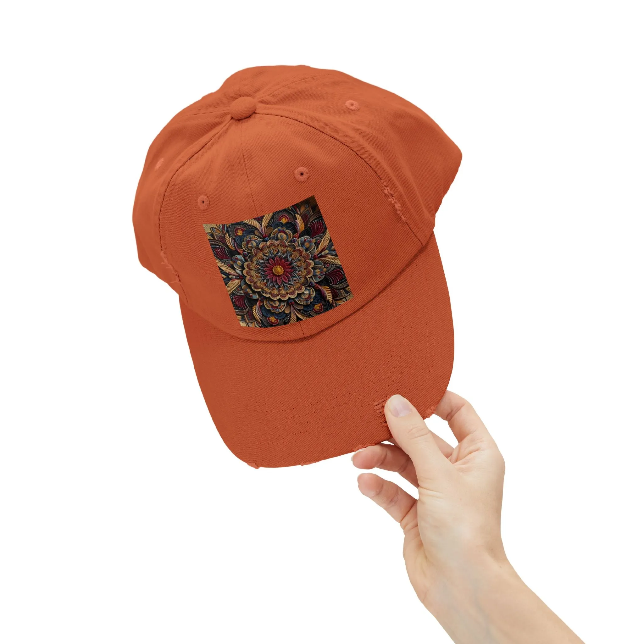 Bohemian floral minimalist Unisex Distressed Cap