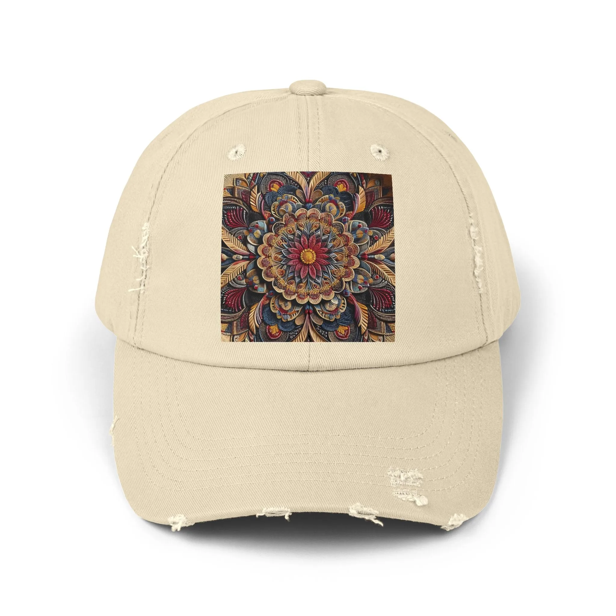 Bohemian floral minimalist Unisex Distressed Cap