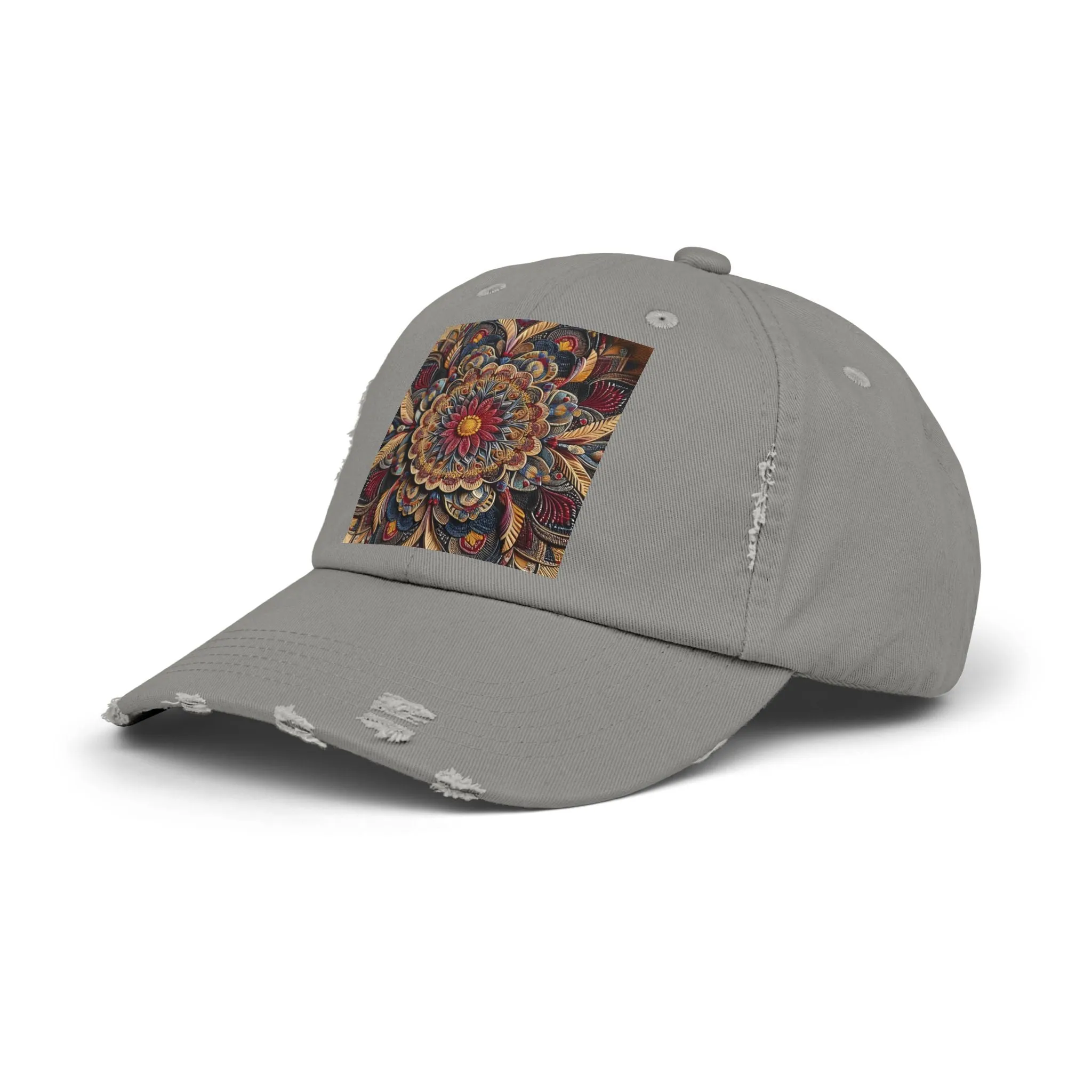 Bohemian floral minimalist Unisex Distressed Cap