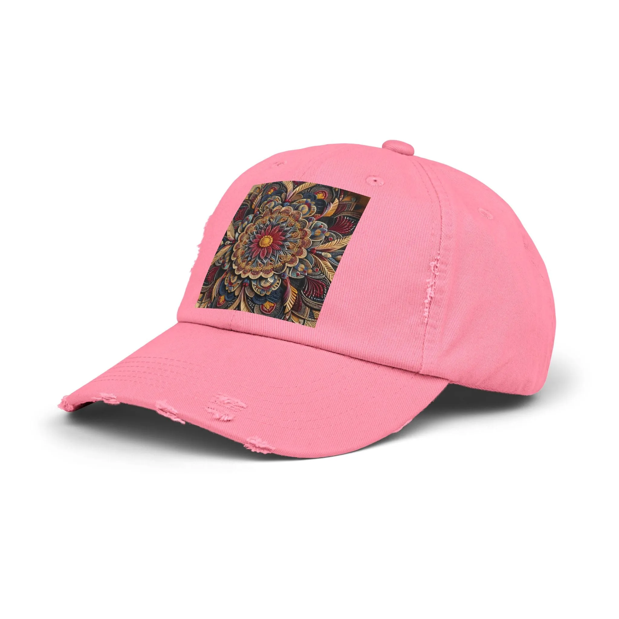 Bohemian floral minimalist Unisex Distressed Cap