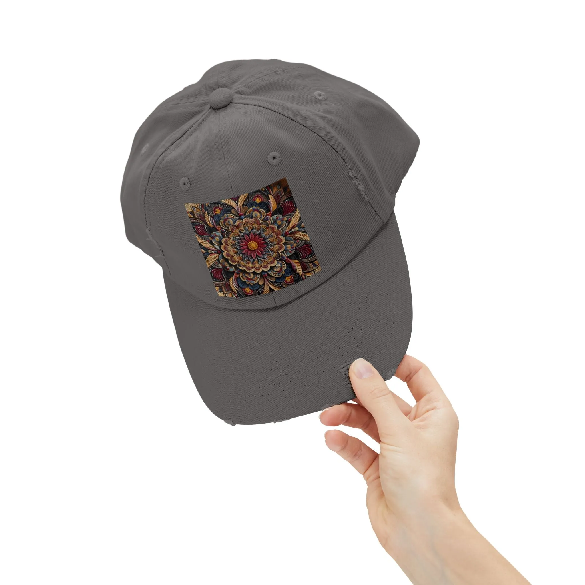 Bohemian floral minimalist Unisex Distressed Cap