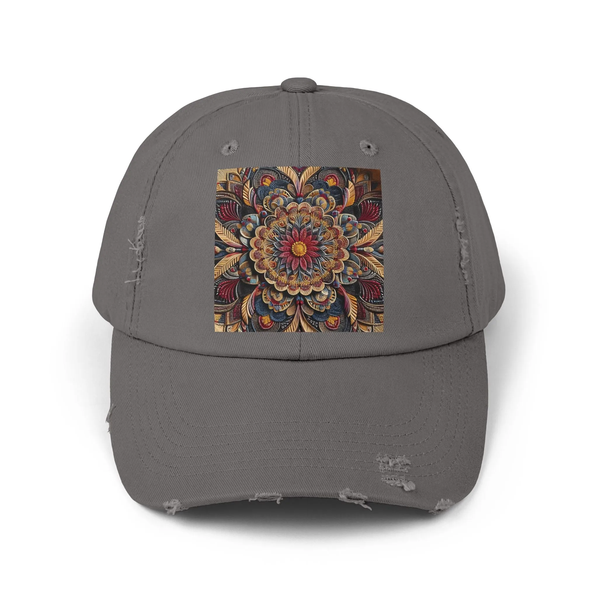 Bohemian floral minimalist Unisex Distressed Cap