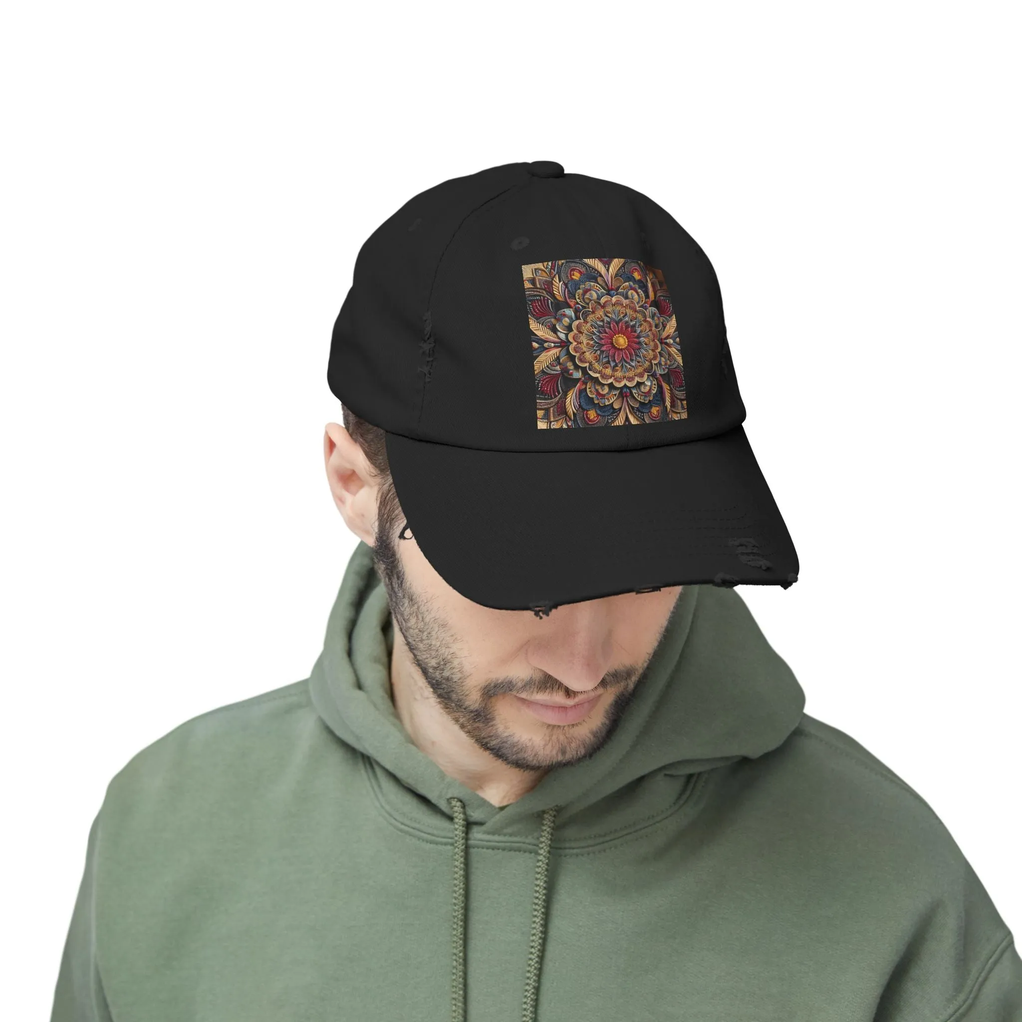 Bohemian floral minimalist Unisex Distressed Cap