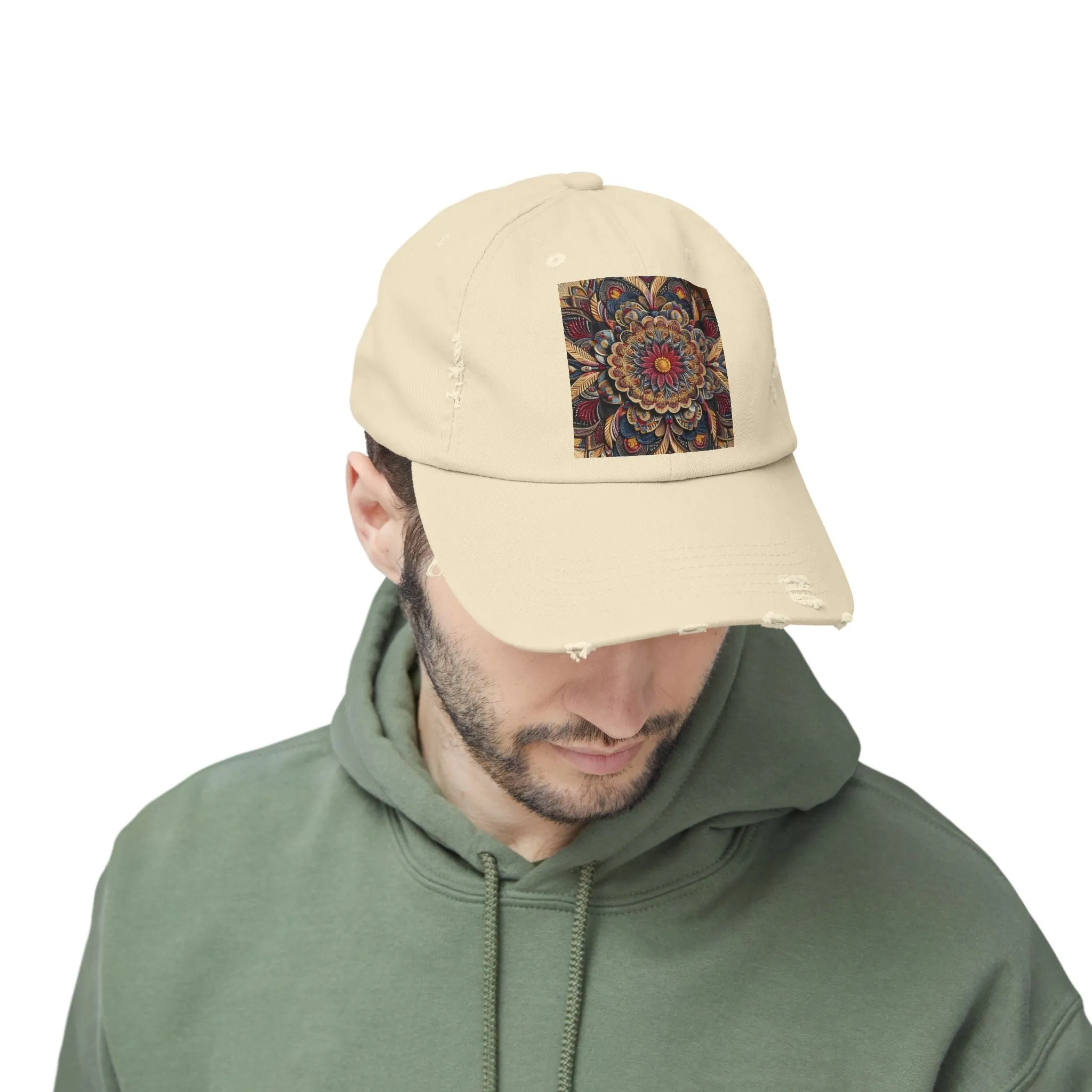 Bohemian floral minimalist Unisex Distressed Cap