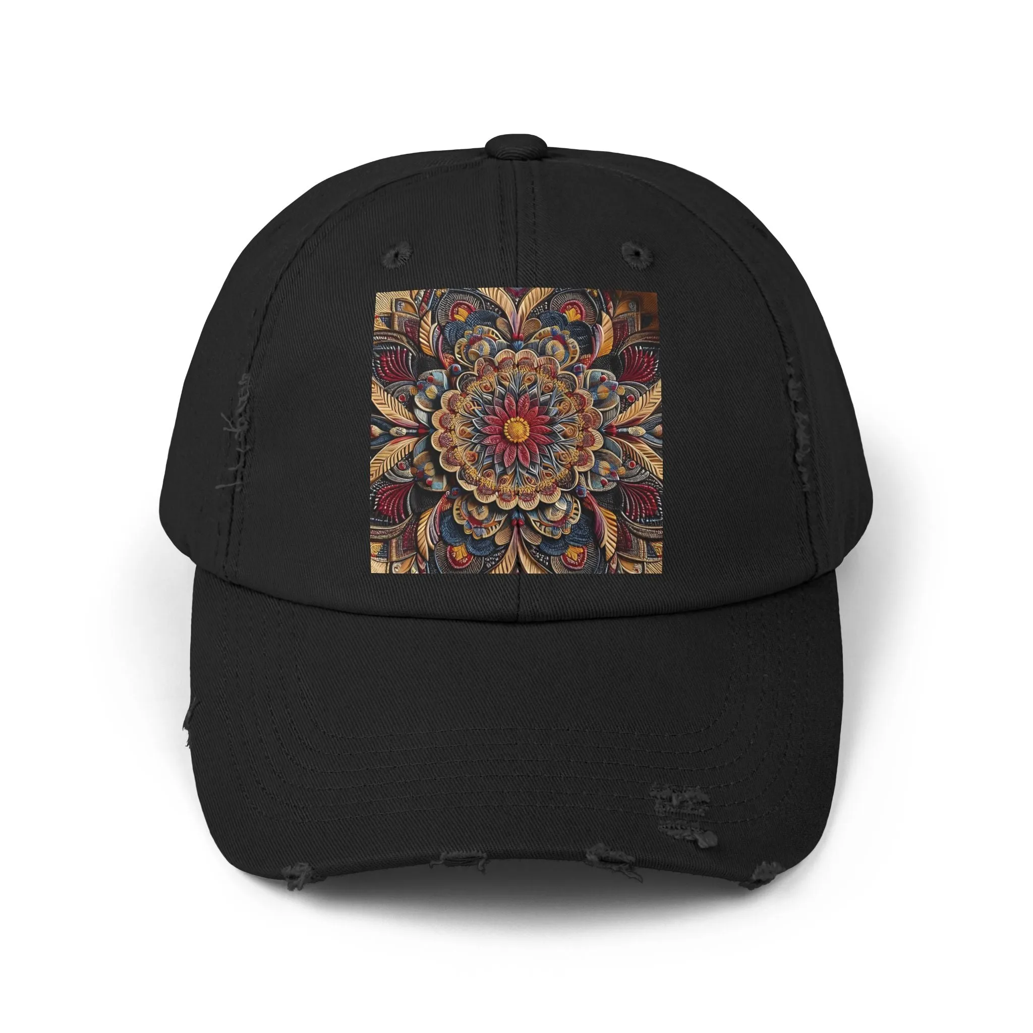 Bohemian floral minimalist Unisex Distressed Cap