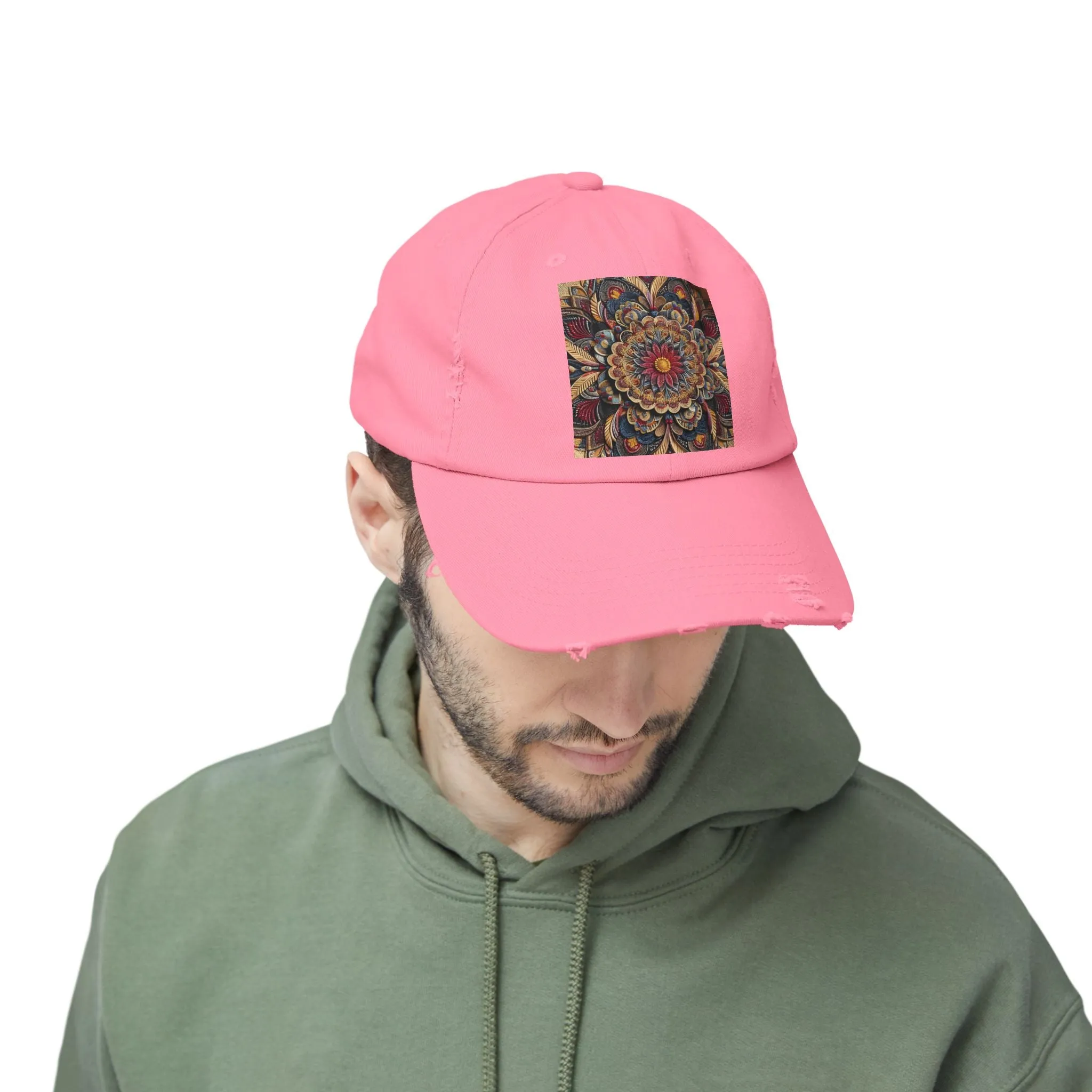 Bohemian floral minimalist Unisex Distressed Cap