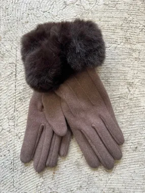 Brown Pin Tuck Gloves