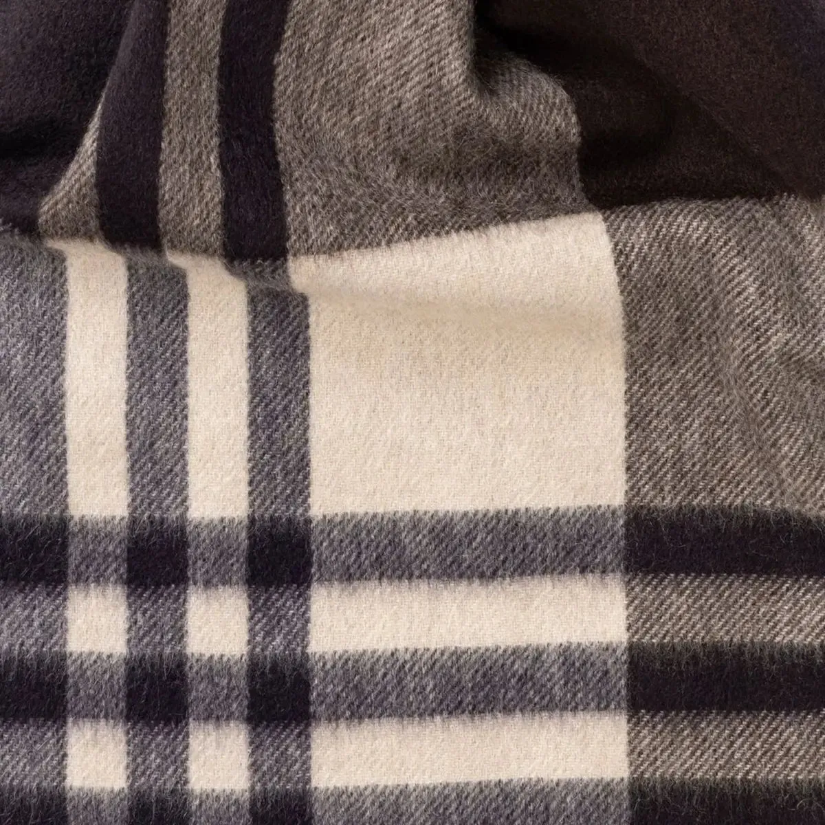 Coffee & Cream Checked Ripple Cashmere Scarf