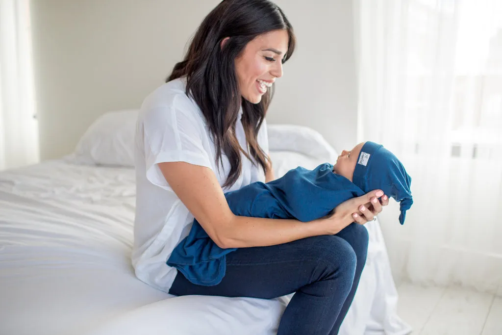 Copper Pearl Newborn Top Knot Hat | River