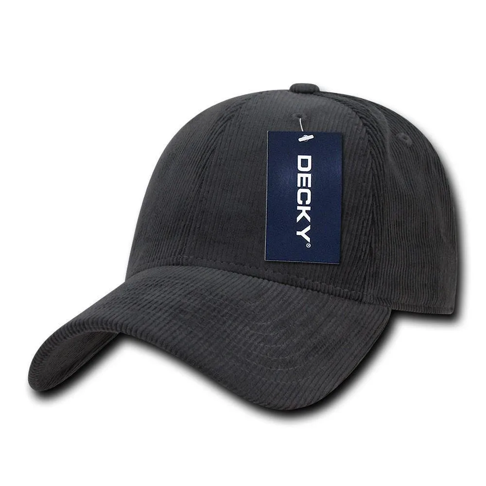 Decky Corduroy Low Crown Pre Curved Bill 6 Panel Dad Caps Hats