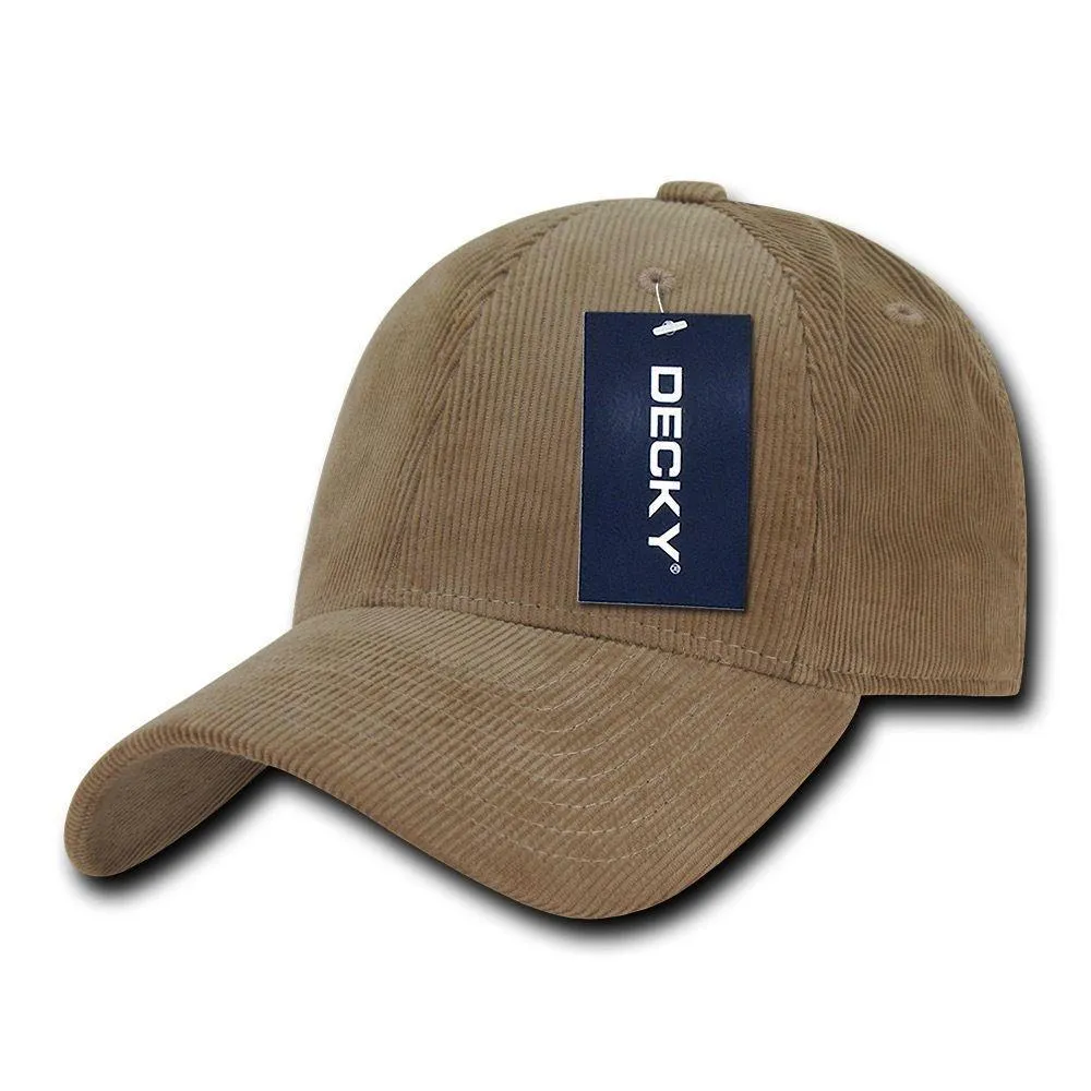 Decky Corduroy Low Crown Pre Curved Bill 6 Panel Dad Caps Hats