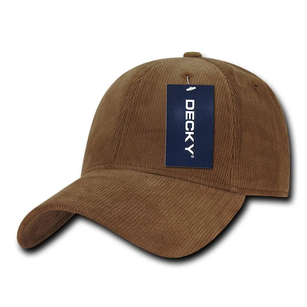 Decky Corduroy Low Crown Pre Curved Bill 6 Panel Dad Caps Hats