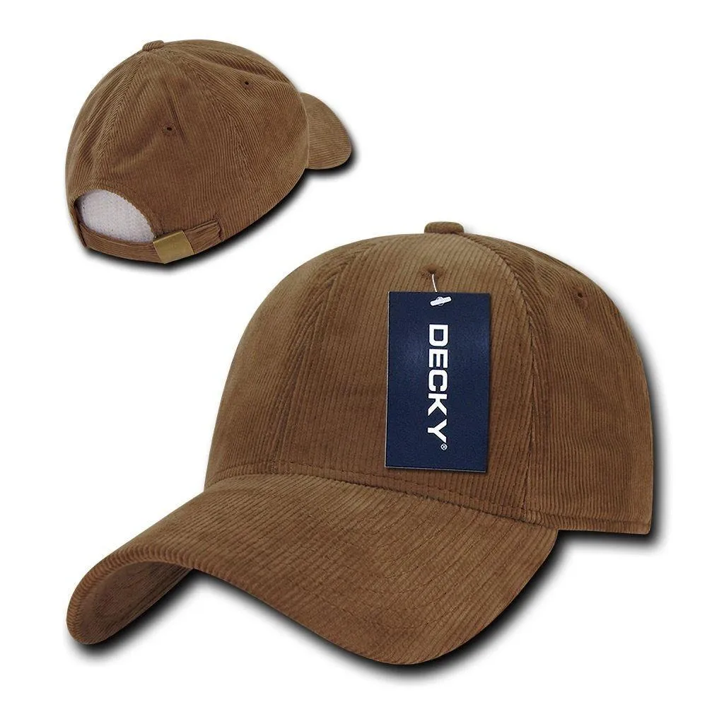 Decky Corduroy Low Crown Pre Curved Bill 6 Panel Dad Caps Hats