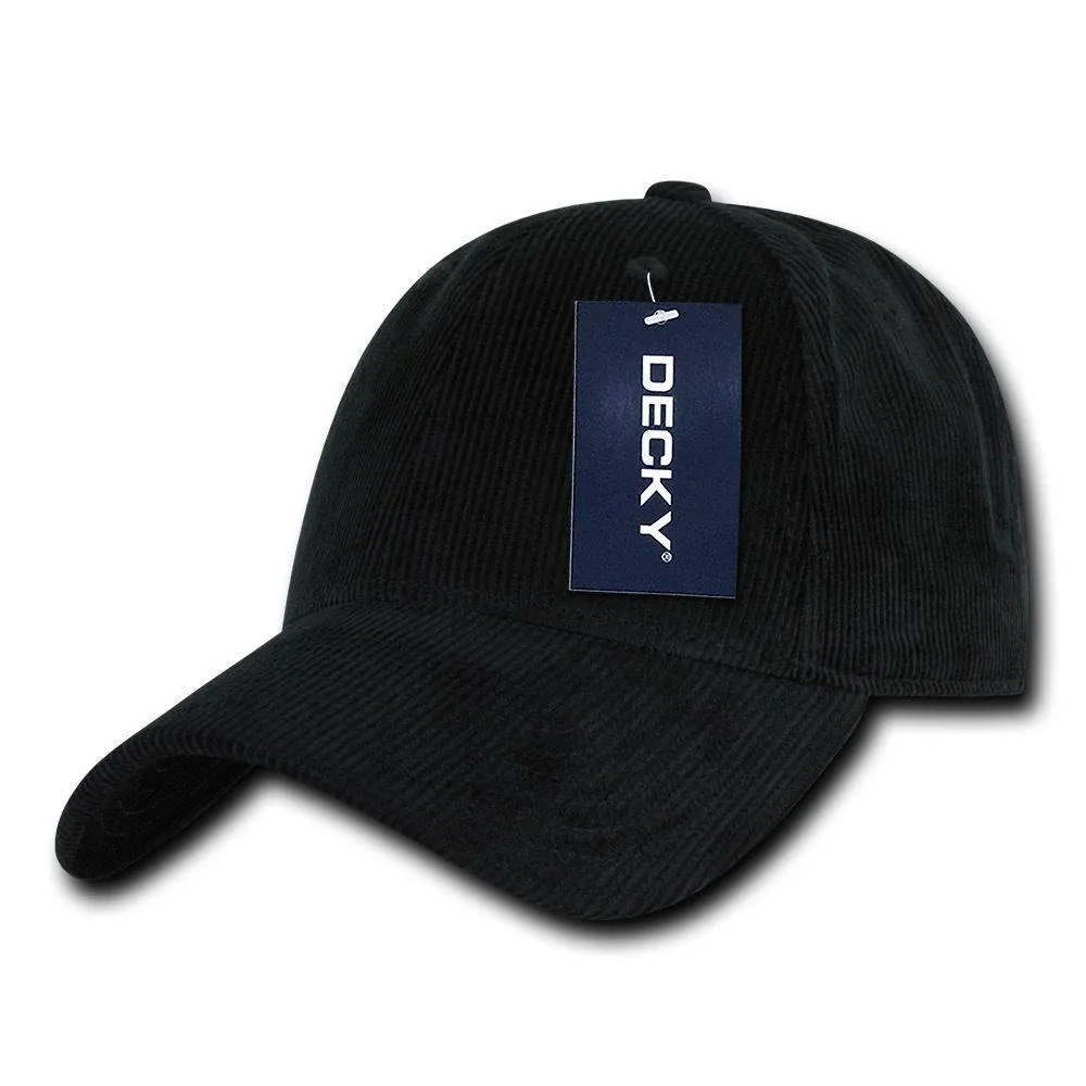 Decky Corduroy Low Crown Pre Curved Bill 6 Panel Dad Caps Hats