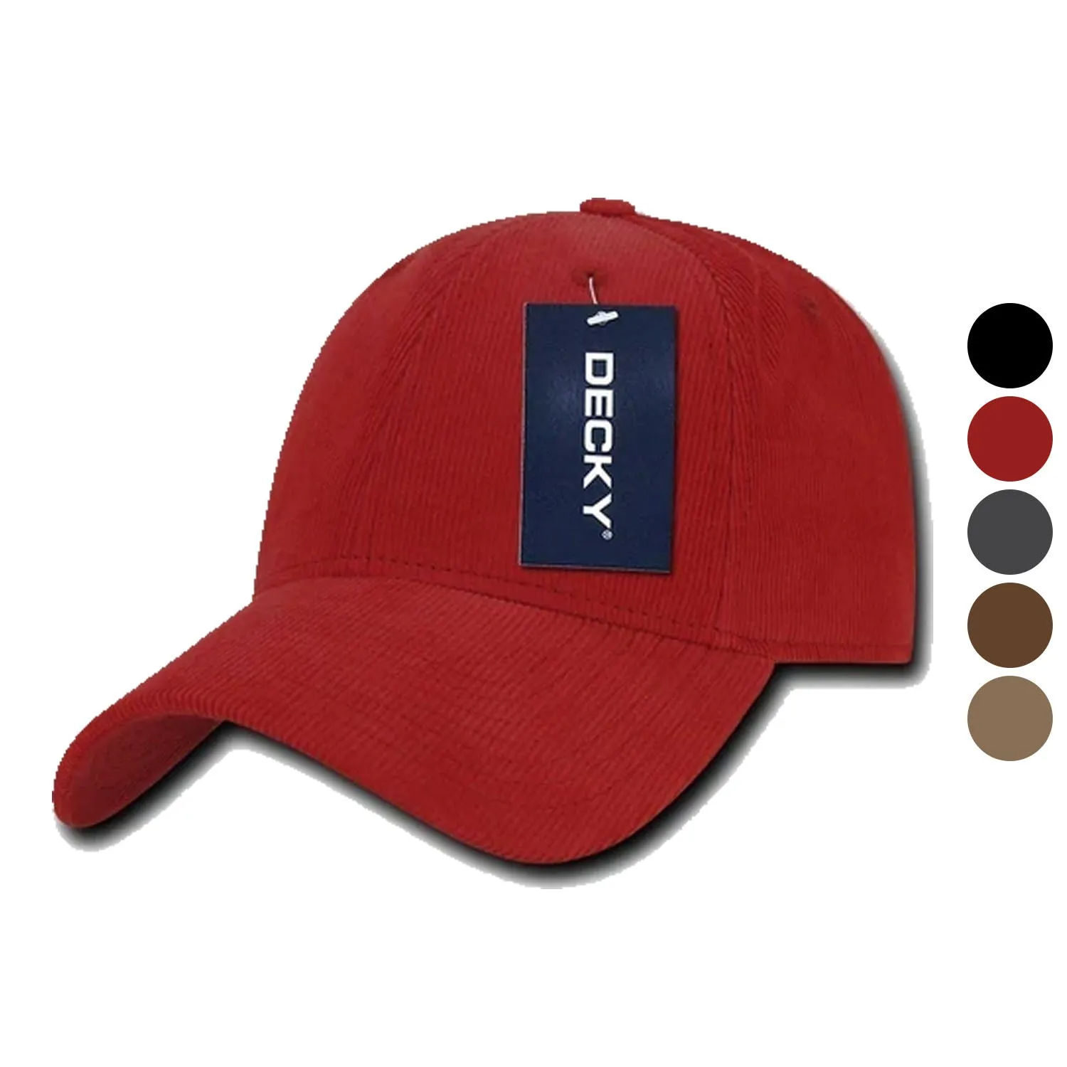 Decky Corduroy Low Crown Pre Curved Bill 6 Panel Dad Caps Hats