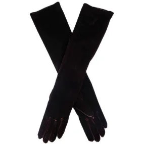 Dents Long Velvet Evening Gloves - Mocca Brown