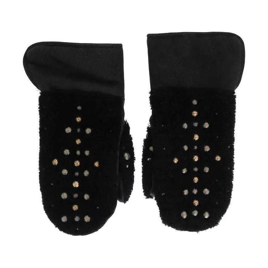 Dolce & Gabbana Studded Black Leather Gentleman's Gloves