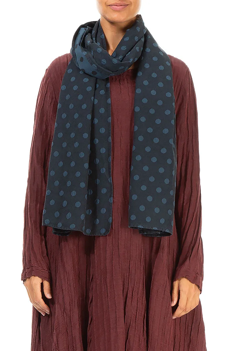 Dotty Midnight Blue Silk Scarf