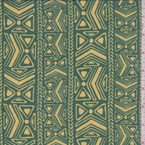 Emerald/Maize Tribal Stripe Chiffon Fabric