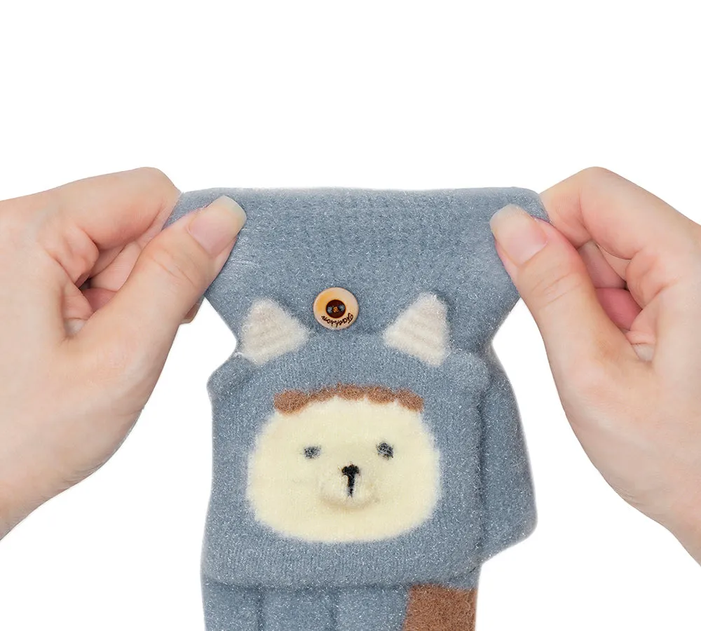 Fingerless Ultra Plush Knit Ewe Gloves